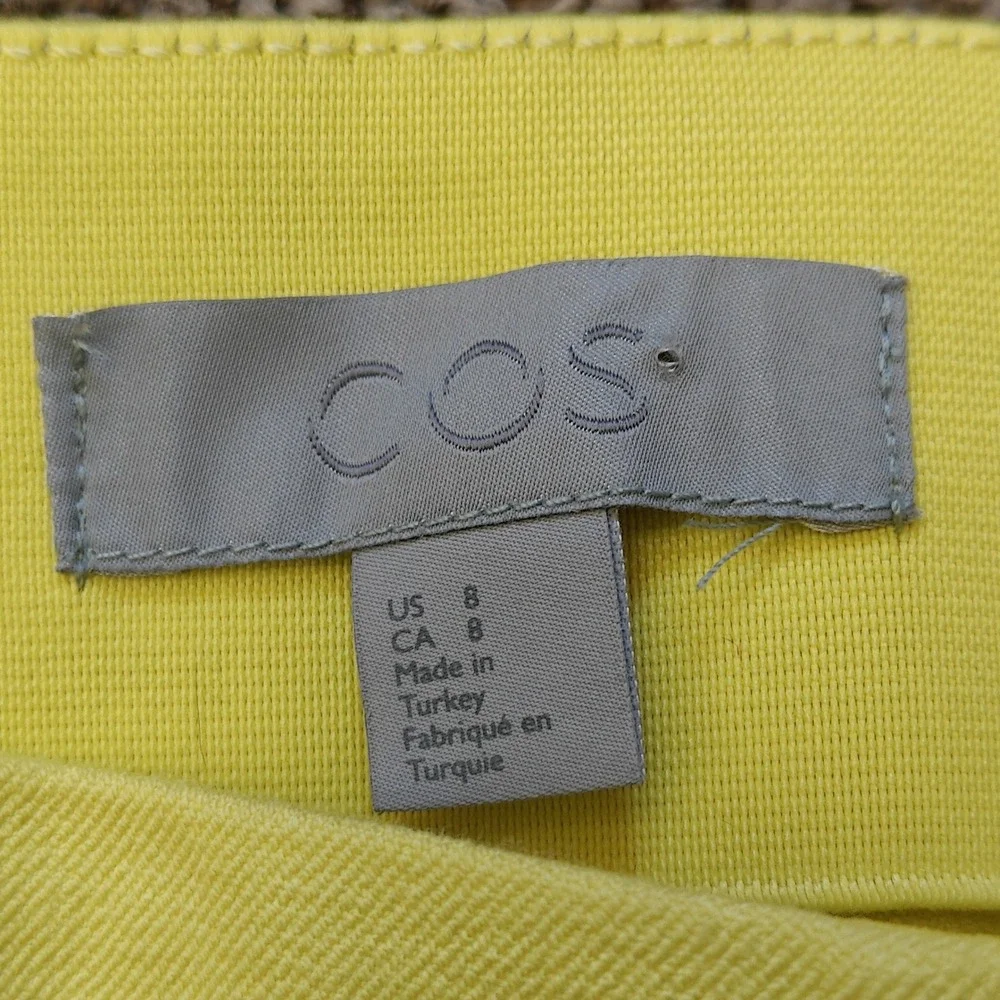 COS Womens Yellow Slim Leg‎ Side Zip Ankle Zip Trousers Pants Size 8 Stretch